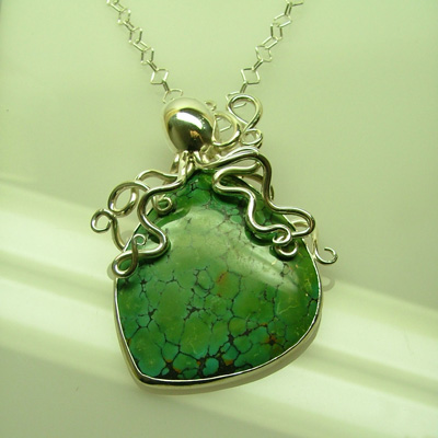 Green Turquoise Ring on Necklaces  Italian Necklaces And Pendants   Green Turquoise Jewelry