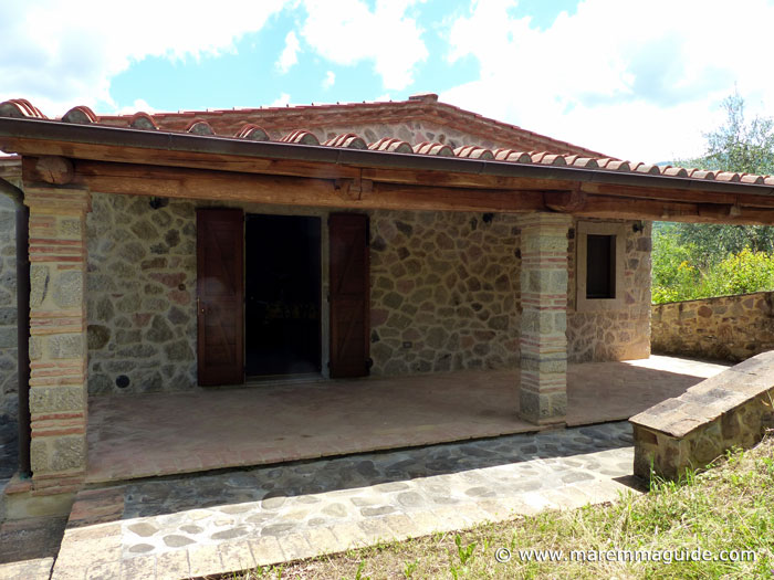 Front elevation of traditional stone-built Tuscan house