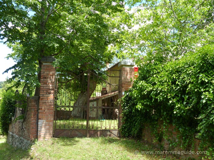 The wrought iron front gate
