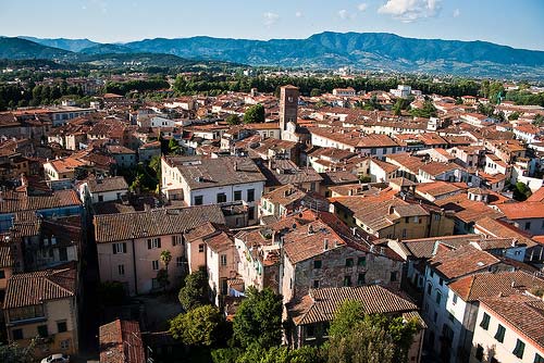 Lucca Italy photos: a panoramic view of Lucca rooftops