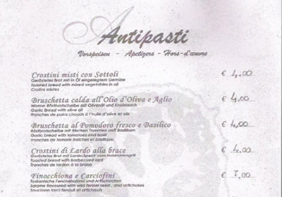 italian restaurant menus italian food menus from maremma italy